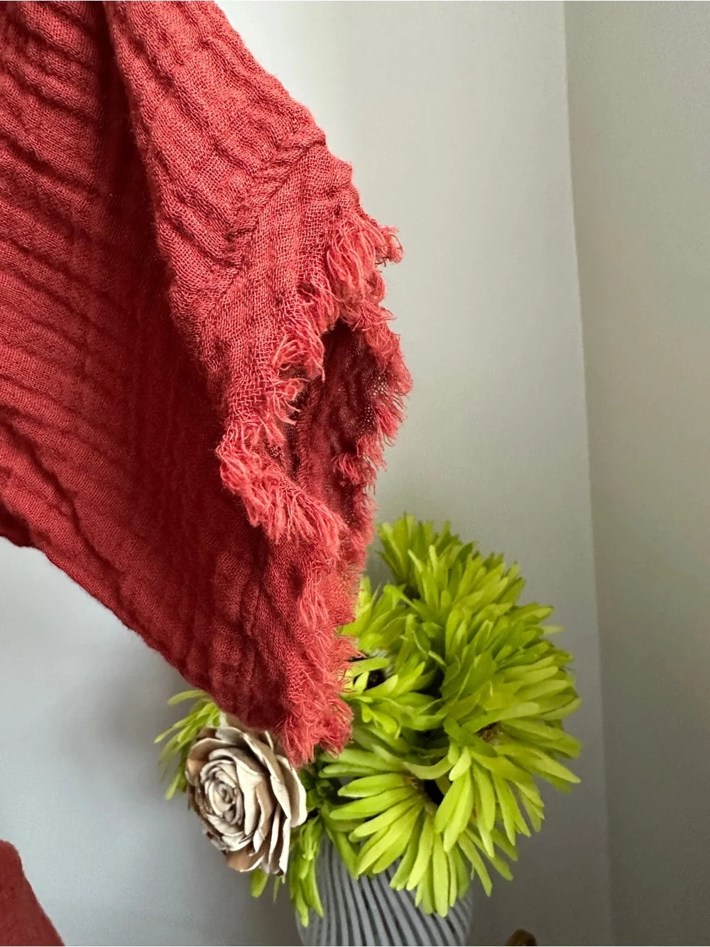 Eileen Fisher Brick Red Crinkle Button-Front Dress - Picture 6 of 11
